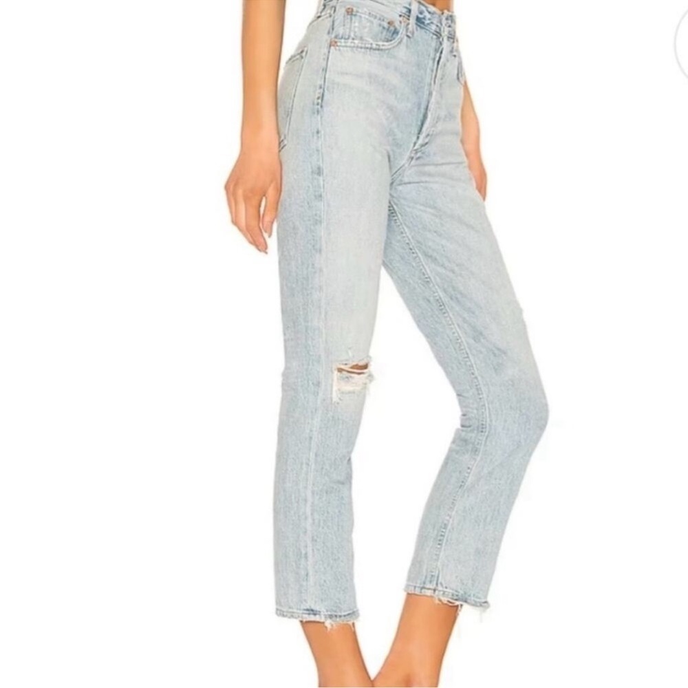 Agolde Riley Crop High Rise Distressed Jeans size 27 - Picture 2 of 12